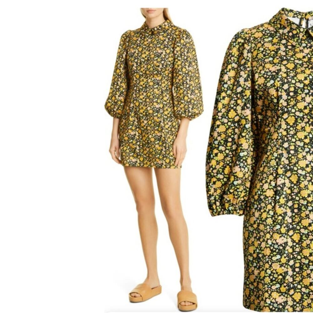 Stella Nova Aggis Long Sleeve Dress in Black Multicolour Flowers Size 36/US 6